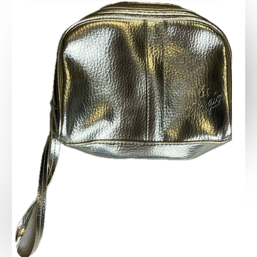 Giorgio Of Beverly Hills Wristlet change purse Gold metallic zip up soft small